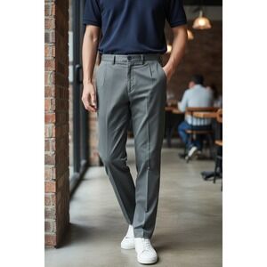 Dockers Mens Classic Fit Pleated Gray Chinos Pants Size 36x30